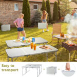 4ft Camping Folding Table, Aluminum Portable Picnic Table with Adjustable Height, 3 Fold Lightweight Outdoor Table for Indoor Travel Beach and Party - Image 9