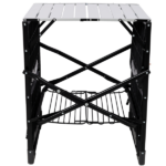Foldable Aluminum Camping Kitchen Table Heat Resistant Slatted Tabletop, 4 Foldable Side Trays Mesh Storage Rack Hanging Hooks 154lbs Load Capacity Built-In Carry Handle for Campsite Park Travel - Image 9