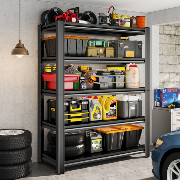 5-Tier Adjustable Storage Shelves for Garage, Capable of Holding 2000LBS - Heavy-Duty Metal Utility Rack Shelf Unit, Ideal for Warehouse, Pantry, Closet, & Kitchen