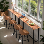 71-Inch Bar Table (Brown) - 209 lbs Capacity Pub Height Table with Durable MDF Top & Metal Frame, Ideal for Kitchen/Bar Counte - Image 7