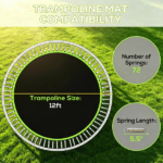 Green 12' Trampoline Replacement Mat – 72 V-Hooks, Fits 5.5" Springs, for Backyard Old Trampoline Surface Upgrade (Spring & Frame not Included) - Image 5