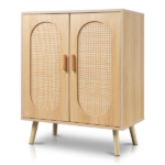 Modern Rattan Shoe Storage Cabinet with Double Doors and Adjustable Shelves, Accent Cabinet for Living Room, Bedroom, Hallway - Image 4