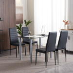 4pcs Elegant Assembled Stripping Texture High Backrest Dining Chairs Black Replace encoding 13028198-18410366 - Image 91