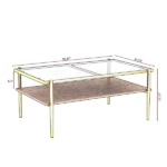 Modern Coffee Table, Tempered Glass Tabletop, Rectangle Coffee Table with Sturdy MDF Base and Golden Iron Legs, Easy Assembly Living Room Furniture, 38.39 Inch Length, Gold (Shipment from Walmart) - Image 3
