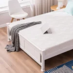 Queen Single Bunk Bed Painted + Melamine Veneer & Pine + MDF Bed Frame Vertical Striped Decorative Bed Frame 63.78*83.46*37.8in White - Image 43