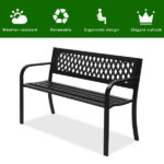 47in PVC Mesh Backrest Iron Bench Black - Image 8