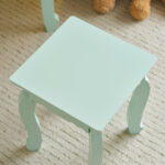Kids Vanity Set with Mirror and Lights and Stool, 5 Storage Drawers, Pretend Play Princess Makeup Desk Dressing Table and Stool Set for Little Girls Age 3+, Macaroon Green - Image 14