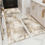 Three-piece kitchen rug set, non-slip and washable, abstract pattern kitchen hallway rug, soft and comfortable, suitable for sinks, floors, entrances, hallways and bathrooms.