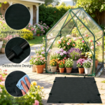 36" x 36" x 43" Mini Outdoor Greenhouse with Detachable PE Bottom Mat, Heavy‑Duty Metal Frame Small Grow Tent with Wind Ropes & Ground Stakes for Garden Balcony Patio - Image 6