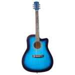 Blue 41-inch Dreadnought barrel-shaped cutaway acoustic guitar with pick, strings, capo, gig bag, tuner, wrench tool, and shoulder strap - Image 8