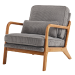 Low Arm Accent Chair - Light Gray Corduroy Upholstered Indoor Lounge Chair, Compact Single Seater with Sturdy Frame (330LBS Weight Capacity) - Image 12