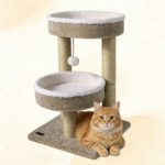 24 Inch Compact Cat Tree with 2 Plush Perches, Jute Rope Scratching Posts & Hanging Toy Ball, Stable Small Cat Tower for Indoor Cats Apartment Bedroom - Image 2