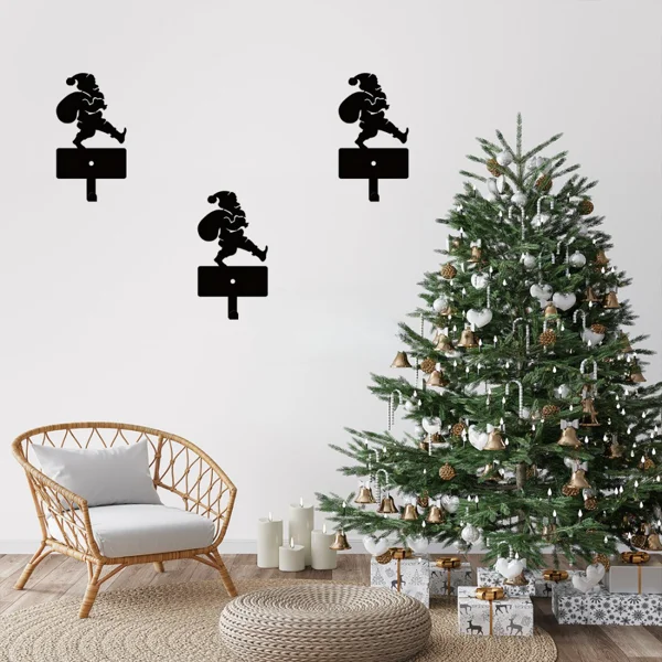 CIFbuy Santa Key Stocking Hooks Set Heavy Duty Metal Wall Decor Holiday Organizer (TikTok, temu pick-up service)
