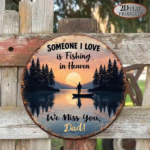 CIFbuy 1pc 2D Flat Round Sign Fishing In Heaven, "" Fishing In, Heaven Remembering Dad Vintage Plaque Decorative Wall Art TikTok, TikTo Self-pickup Logi Aics - Image 7