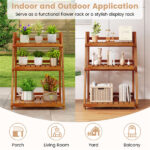 Acacia Wood 3-Tier Ladder Plant Stand, Foldable Indoor Outdoor Display Rack - Image 11
