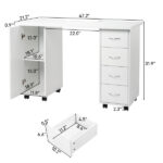 Double Edged Manicure Nail Table with Drawer White - Image 13