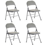 Same code 52529768 4pcs Elegant Foldable Iron & PVC Chairs for Convention & Exhibition Gray