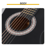 Matte Black 30-inch Round Acoustic Guitar with Picks, Strings, Capo, Case, Tuner, and Strap - Image 12