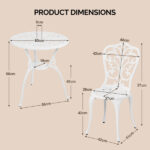 3 PCS Outdoor Bistro Set, All-Weather Cast Aluminum Butterfly Bistro Table and Chairs Set of 2, Patio Bistro Set for Backyard, Garden, Balcony White - Image 5