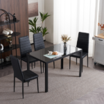4pcs Elegant Assembled Stripping Texture High Backrest Dining Chairs Black Replace encoding 13028198-18410366 - Image 75