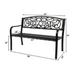 50" Outdoor Welcome Backrest Cast Iron Bench - Image 8