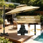 10ft Beige Hanging Cantilever Patio Umbrella Square Shape Aluminum Cross Base Tilt 360-Degree Rotation for Outdoor Relaxation - Image 7