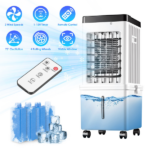 3 IN 1 Portable Air Conditioners, Swamp Cooler with Detachable Water Tank, 4 Ice Packs, 15H Timer, 75° Oscillation, Remote, 3 Speeds, Evaporative Cooler for Bedroom, Office