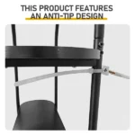 Arched Ceiling + 4-Layer Open Shelving + Double-Door Roller Shutter Display Case Display Rack with Black US Standard Socket (1USB+1Type-C) & Particleboard Melamine Veneer & Iron Pipe Spray Paint 31.5*13.78*70.87in Black - Image 8