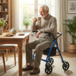 2-in-1 Rollator Walker with Seat (Blue), 8-Inch Large Wheels & Versatile Braking System, Adjustable Height - Image 6
