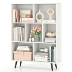7 Cube Bookcase 3-Tier Modern Storage Organizer with 4 Metal Legs Bookshelves - Image 3