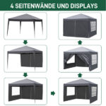 10x10ft Outdoor Pop Up Canopy, Portable Instant Canopy Tent with 4 Sidewalls for Outdoor Events Party Wedding Birthday Graduation, Dark Grey - Image 10
