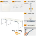 180 x 60 x 70cm Aluminum Alloy Folding Table White - Image 17