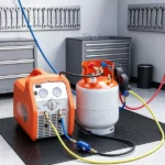 30 lb. Refrigerant Recovery Tank with Float Switch & ¼ to ½ Adaptor(Only refrigerant recovery tank)