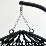 Foldable Hanging Egg Chair with Stand, HDPE Rattan Wicker Swing Chair with Cushion, Heavy Duty Frame 350 Lbs Capacity, Outdoor Patio Indoor Bedroom Balcony, Black+ Black - Image 9