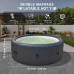 Grey 216* 71cm hot tub. A swimming pool with heating, bubble massage, ambient lighting, filtration, and one click inflation. Home inflatable massage bathtub. - Image 5