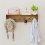 Wall Mount Coat Rack with Shelf - 31.5"x5.5"x8", 6 Hooks & 110LBS Capacity (Natural) - Image 3