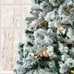 7 FT Pre-lit Snow Flocked Christmas Tree, Artificial Hinged Xmas Pine Tree with 1000 Branch Tips, 400 Lights and Remote Control for Holiday Party Office Home, Snowy Green - Image 9