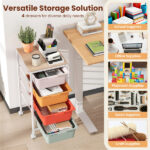 4-Drawer Rolling Storage Cart, Mobile Utility Organizer with MDF Wooden Top (Macaron) - Image 9