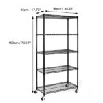 5-Tier NSF-Certified Steel Wire Shelving with Wheels Black - Image 10