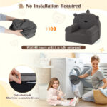 Bear-Shaped Kids Sofa, Teddy Fleece Foam Chair for Toddlers 3+, Portable Bear-Shaped Couch (Gray) - Image 8