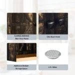 2-Door Barn Door Shoe Cabinet Made of Triamine Particleboard Black Square Shoe Cabinet with Single-Hole Handle 31.61*14.21*36.42in Black Oak - Image 6