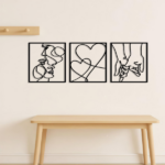 CIFbuy 3 Piece Romantic Metal Wall Art Set Minimalist Couple Silhouette,Love and Kiss Line Drawings,Heartwarming Decor for Bedroom,Living Room,Wed(TikTok/temu self-pickup orders) - Image 2