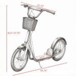 Orange 16" Inflatable Youth Scooter: Kick Scooter with Adjustable Handlebars, Double Brakes, Front Basket and Cupholder - Image 3