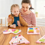 11-in-1 Dinosaur Activity Wall Busy Board Panels-- Wooden Sensory Toy-Pink - Image 6
