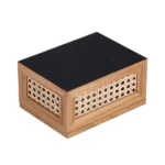 Oblong Rattan and Wood Decorative Tabletop Box - Image 2