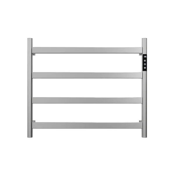 22.5" Brushed Nickel Heated Towel Rack for Bathroom,Wall Mounted with Intelligent Touch Screen Timer, 4-Bar Towel Warmer, 304 Stainless Steel Polished, Plug-in/Hard-Wired[Unable ship on weekends, TK/TEMU only for pickup, only TX10643 warehouse supports GOFO]