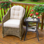 Outdoor Wicker Side Table, Rattan End Table with Glass Top, Patio Coffee Bistro Table for Indoor Garden Porch Balcony, Grey - Image 13