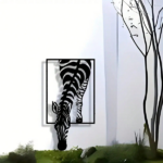CIFbuy 1 pieces Ultra practical minimalist zebra metal wall art, handmade iron stripe decoration, modern black and white animal patterns, home office, co(TikTok/temu self-pickup orders) - Image 3