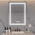 Bright LED Bathroom Mirror 32" x 24" Front Light, 5 Mins Defog, Full HD Reflected, 3 Colors Dimmable, Wall Mounted[Unable ship on weekends, TK/TEMU only for pickup, only TX10643 warehouse supports GOFO]