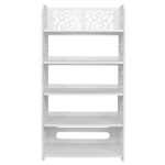 Wood-plastic Board Five Tiers Carved Shoe Rack White A - Image 12